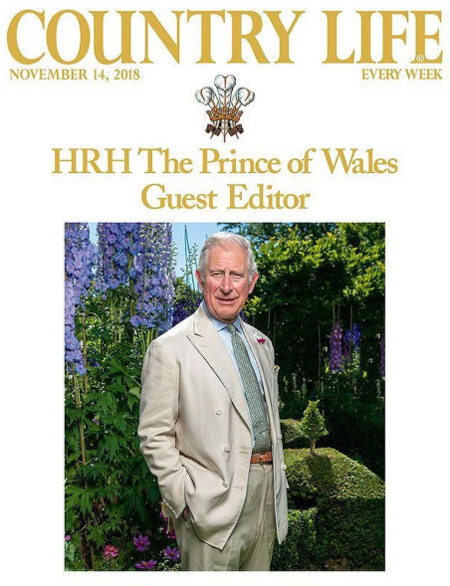 Prince Charles as the guest editor of country life magazine.